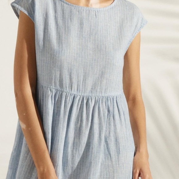 NWT Lintico 100% Linen Blue Striped Maxi Dress - Picture 10 of 13